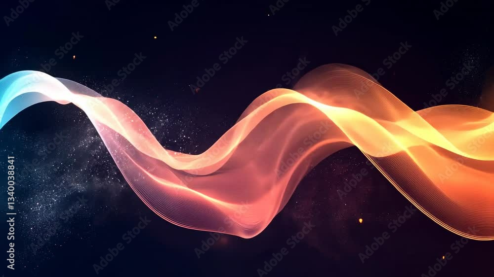 Abstract Colorful Wavy Shape Design with Glowing Light Effects on Dark Background Abstract Colorful Wavy Shape Design with Glowing Light Effects on Dark Background