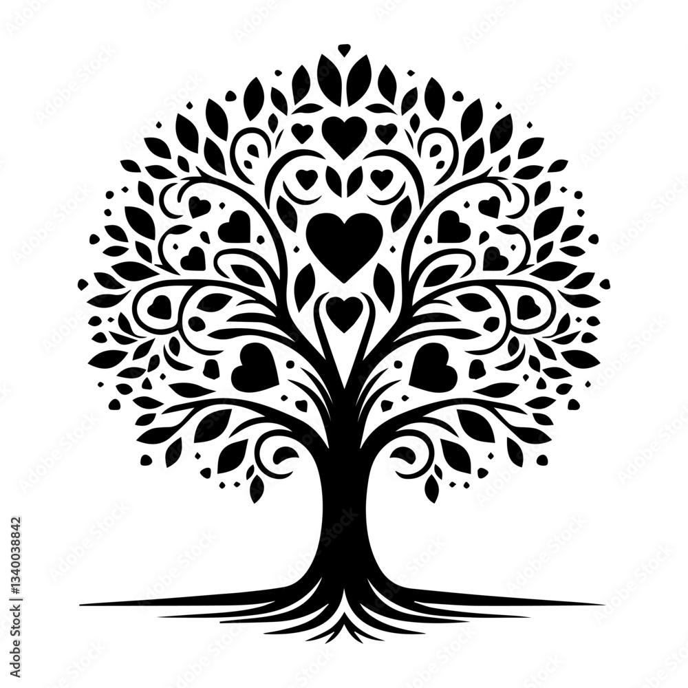 Obraz premium Family tree vector art black and white design