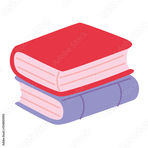 Two closed books in cartoon style. Vector illustration isolated on light background
