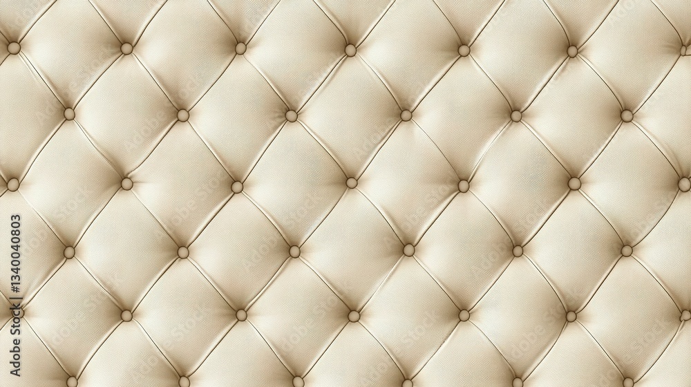 Obraz premium Cream colored upholstered buttoned leather with diamond pattern