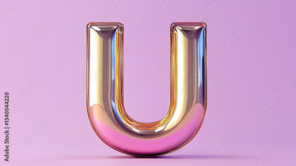 Rose Gold Letter U: A 3D Render of Elegance Rose Gold Letter U: A 3D Render of Elegance