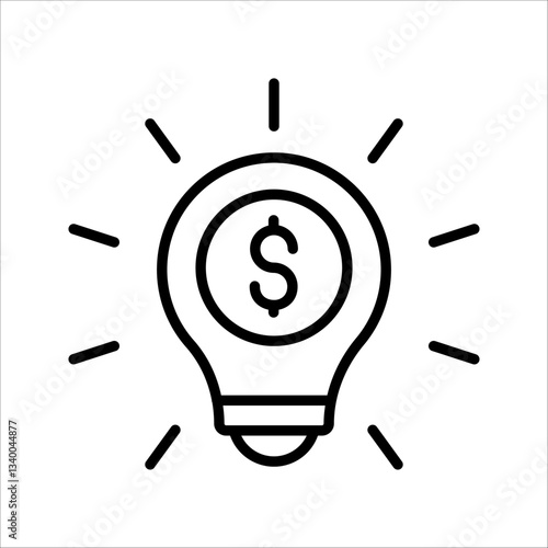 Lightbulb money  Icon. Symbol isolated white background. vector illustration. color editable.