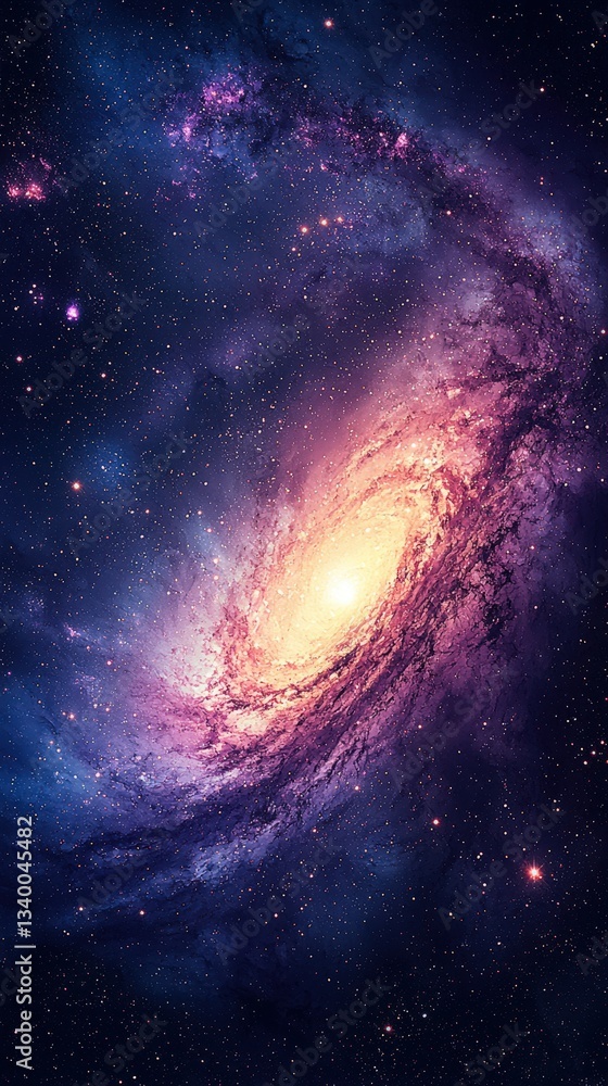 Swirling nebulas and galaxies collide in deep space, generating brilliant purple and blue energy waves, scattered stardust, and glowing celestial bodies. .