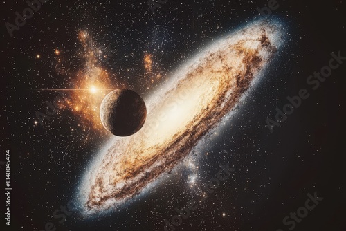 Obraz na płótnie Swirling nebulas and galaxies collide in deep space, generating brilliant purple and blue energy waves, scattered stardust, and glowing celestial bodies. . w salonie