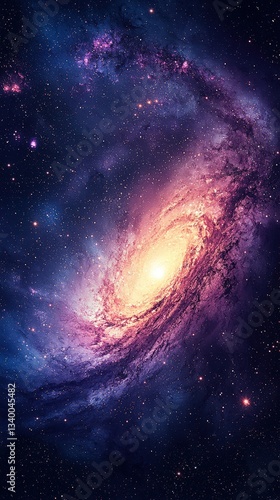 Obraz na płótnie Swirling nebulas and galaxies collide in deep space, generating brilliant purple and blue energy waves, scattered stardust, and glowing celestial bodies. . w salonie