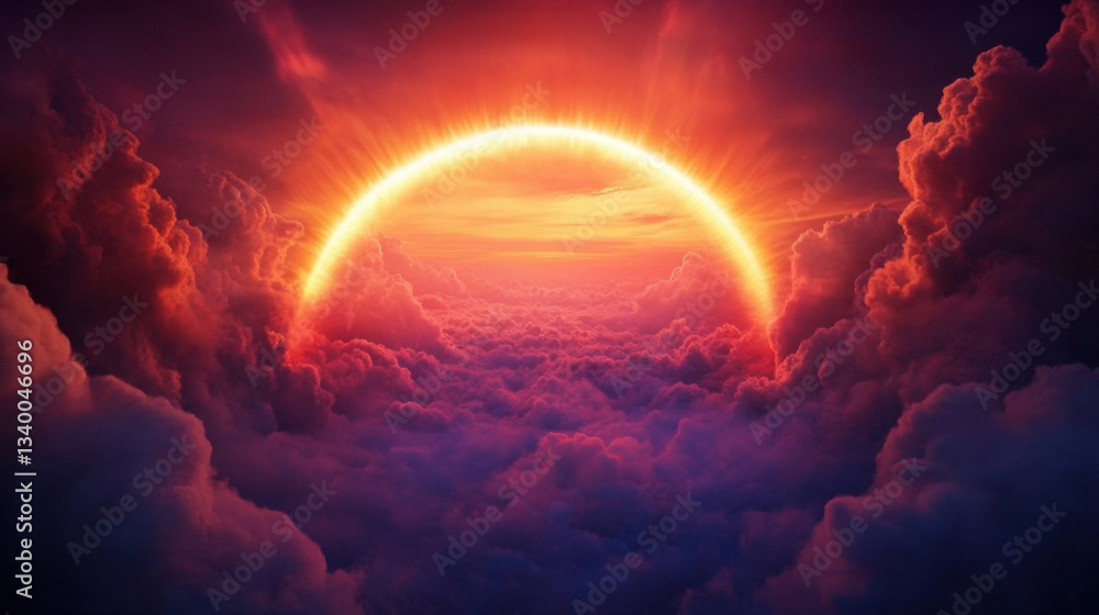 stunning sunset with vibrant colors illuminating sky, surrounded by fluffy clouds, creating serene and peaceful atmosphere stunning sunset with vibrant colors illuminating sky, surrounded by fluffy clouds, creating serene and peaceful atmosphere