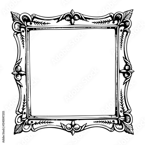 Vintage Ornate Frame Sketch for Artistic Display  