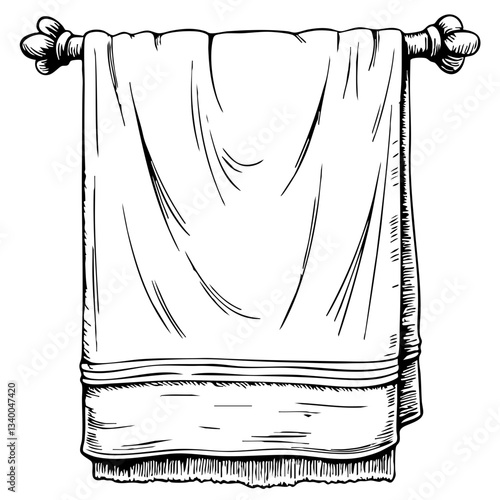 Vintage sketch of a hanging towel against a simple background  