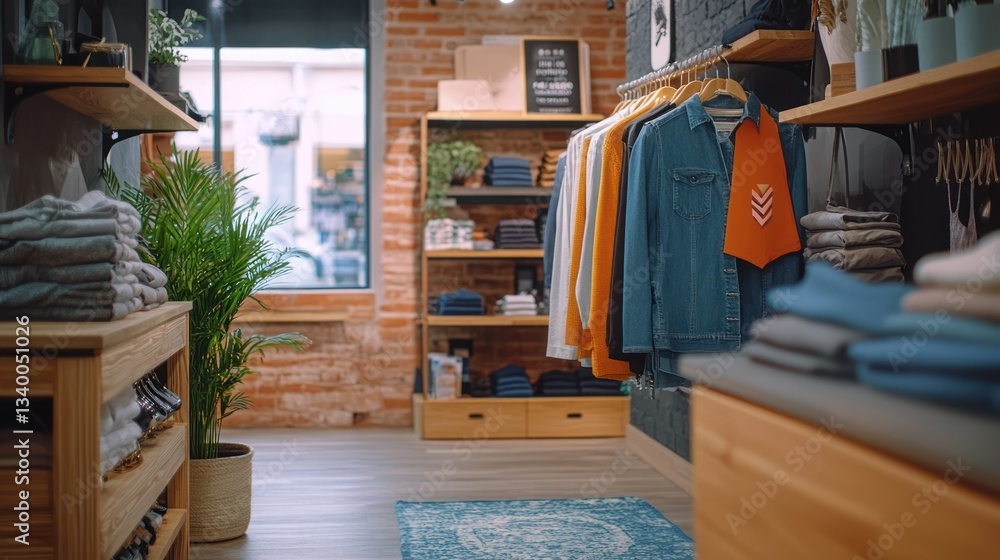 Fototapeta premium Trendy Clothing Boutique Interior: A Stylish Retail Space