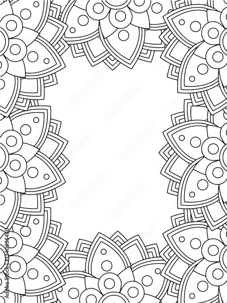 Fototapeta premium Border flower coloring pages for adult