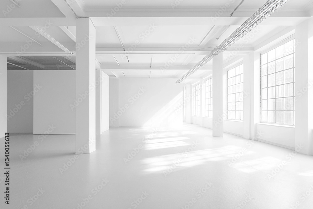 Serene Emptiness Of A Minimalist White Gallery Bathed In Soft Sunlight Streaming Through Expansive Windows Serene Emptiness Of A Minimalist White Gallery Bathed In Soft Sunlight Streaming Through Expansive Windows