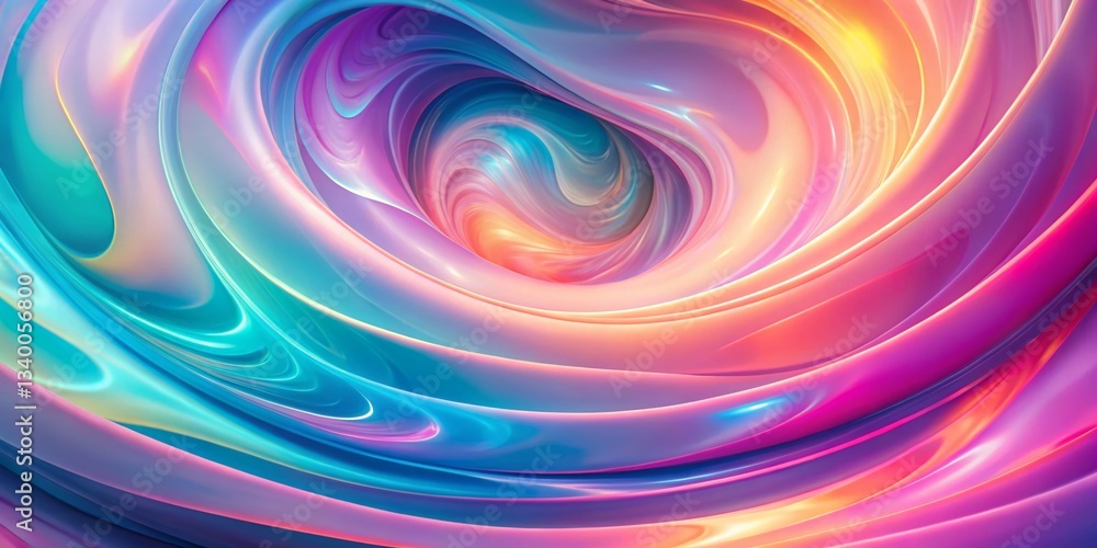 Obraz premium Dreamy Pastel Swirl Abstract Background - Neon Fluid Art Texture