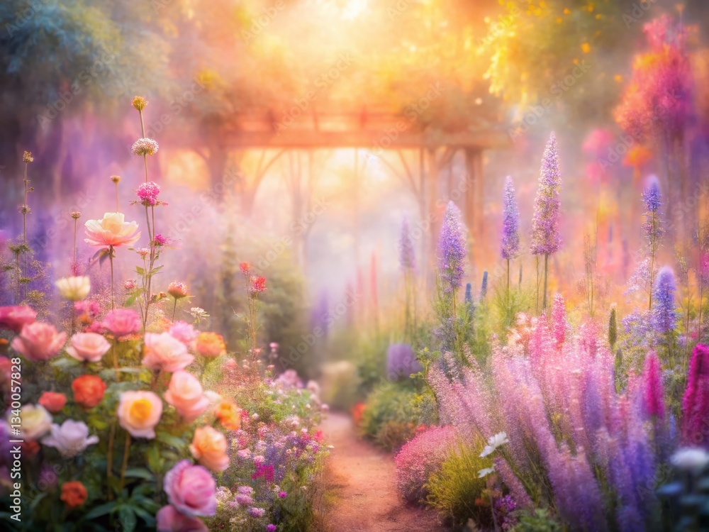 Obraz premium Dreamy Watercolor Garden: Abstract Floral Long Exposure Photography