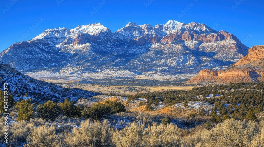 Winter Mountain Range Valley View Winter Mountain Range Valley View