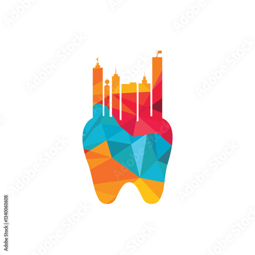 Dental city vector logo design. Modern inspiration dental sign with building town logo design.