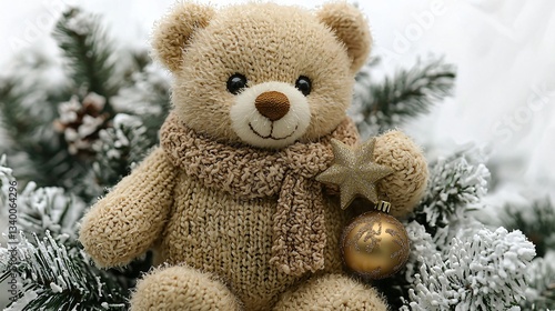 Wallpaper Mural Teddy bear Christmas scene snowy backdrop Torontodigital.ca