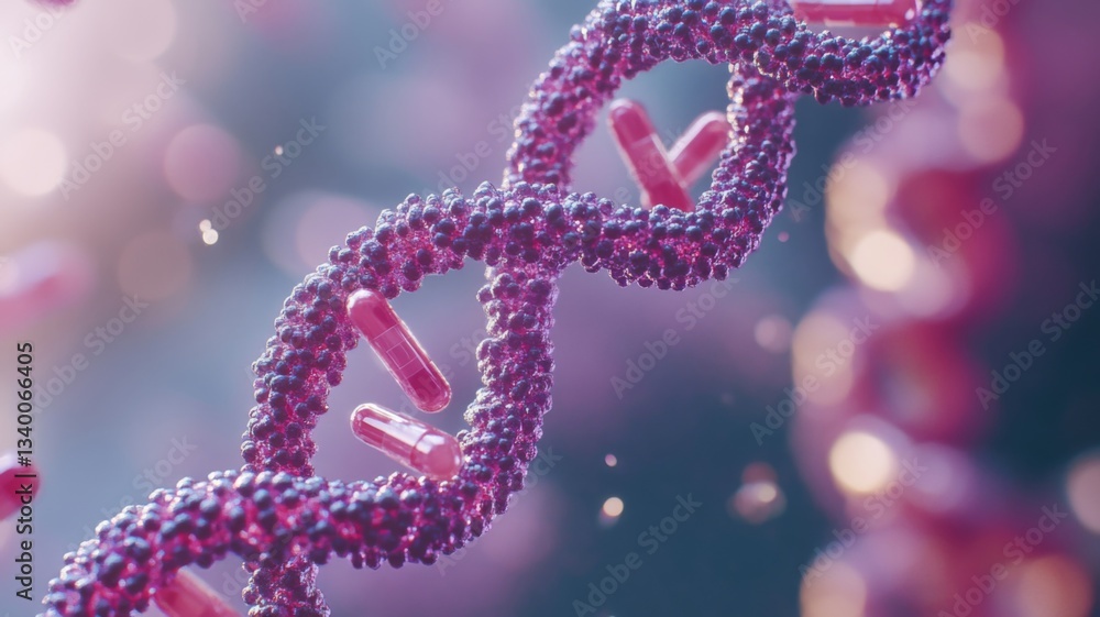 Dna Helix With Capsules Gene Therapy Medical Science Dna Helix With Capsules Gene Therapy Medical Science