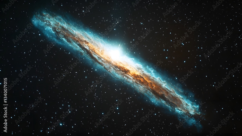 Fototapeta premium A stunning galaxy displaying cosmic beauty with a rich array of stars and nebulae in a vast celestial landscape