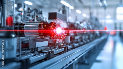 Wallpaper Mural An unidentified energy radiating device is encased in a secure containment unit within an advanced industrial workshop setting Torontodigital.ca