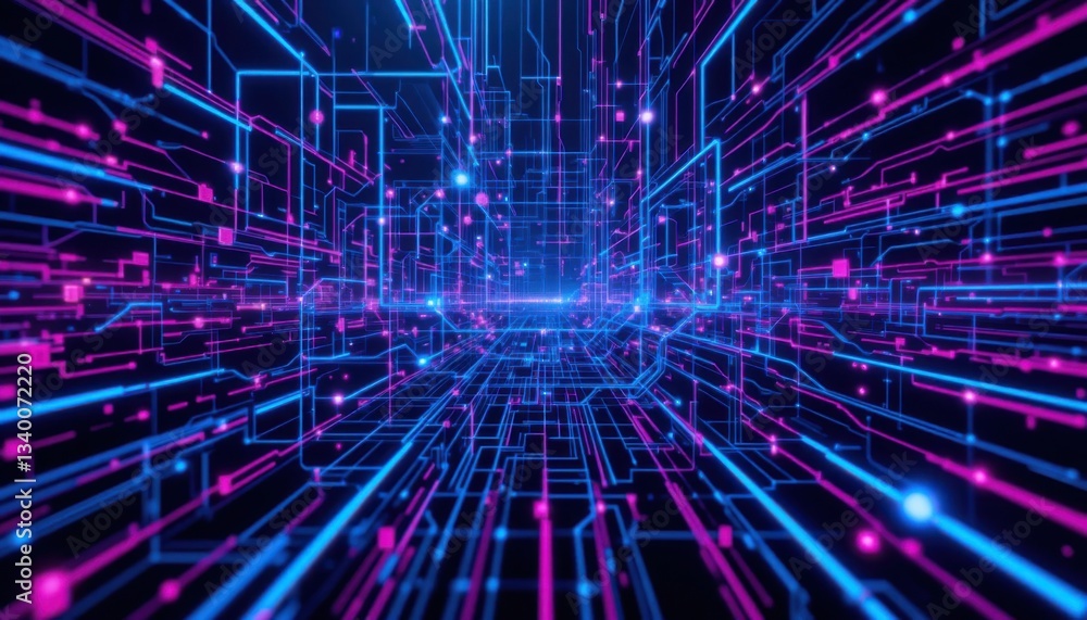 Dynamic Digital Network Visualization: Abstract Technology Concept in Vibrant Colors Dynamic Digital Network Visualization: Abstract Technology Concept in Vibrant Colors