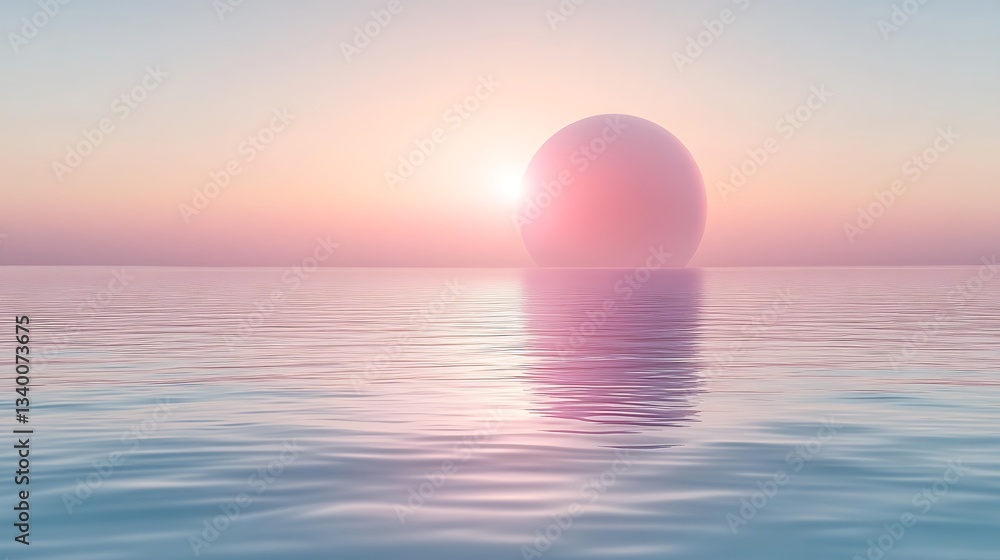 A surreal isolated vector illustration of a sunset with a giant moon rising in the background. A surreal isolated vector illustration of a sunset with a giant moon rising in the background.