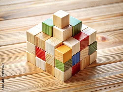 Wooden Cubes Estimate Symbol Business Concept