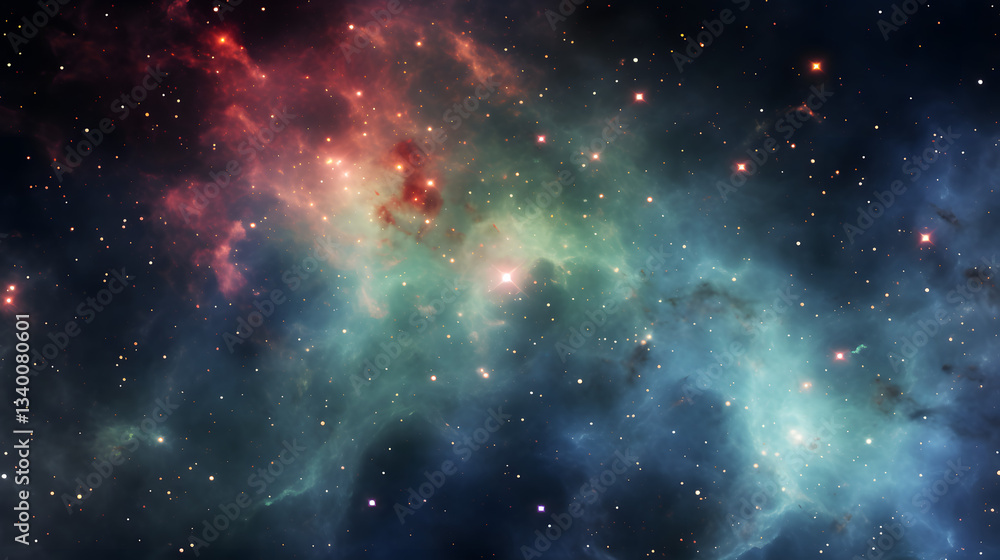 Naklejka premium Nebula and star cluster illustrating convection zones with animated depiction of fluid dynamics and cosmic vibrancy in space.