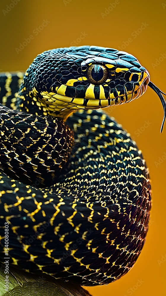 Fototapeta premium Captivating close-up of a slithering snake showcasing its unique skin pattern against a natural background