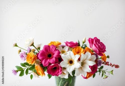 Elegant floral arrangement against a plain backdrop, ample empty space, nature, texture