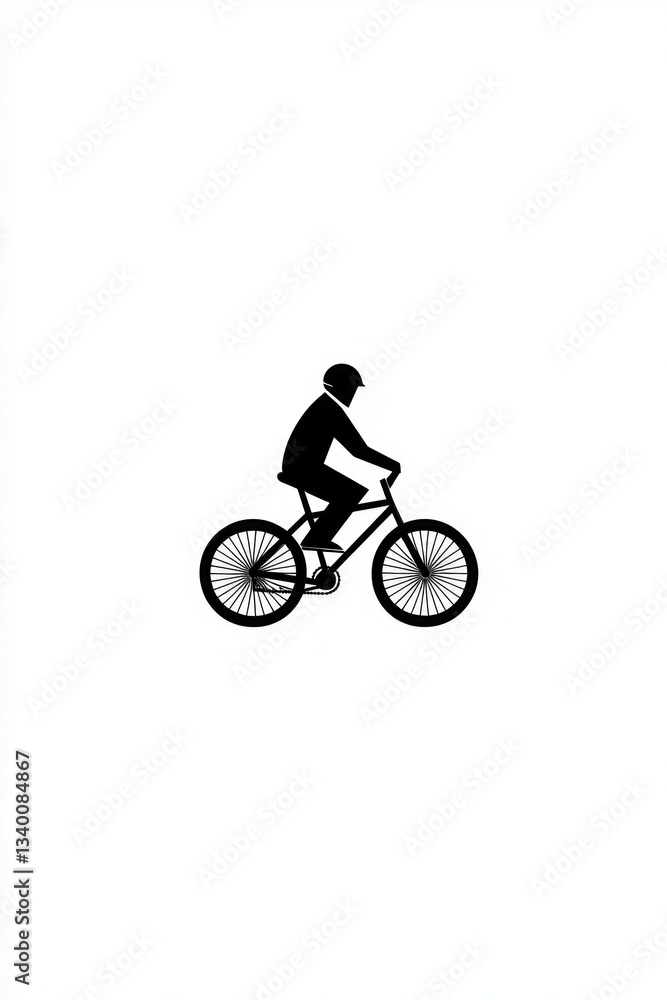 Fototapeta premium Black solid bicycle pictogram on white, urban lifestyle theme
