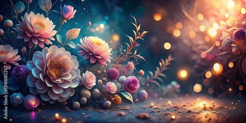 Elegant Pastel Swirling Floral Night Photography