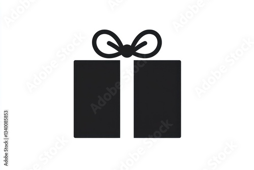 Black solid gift icon on a white background. Suitable for shopping and gift-giving content