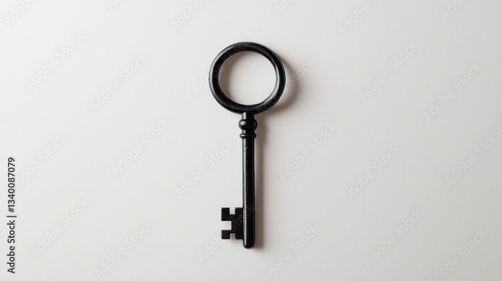 Black solid key sign on white background Black solid key sign on white background