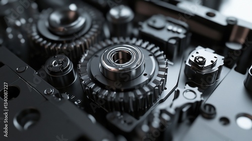Wallpaper Mural Detailed Macro Shot of Intricate Metal Gears and Precision Engineering Torontodigital.ca