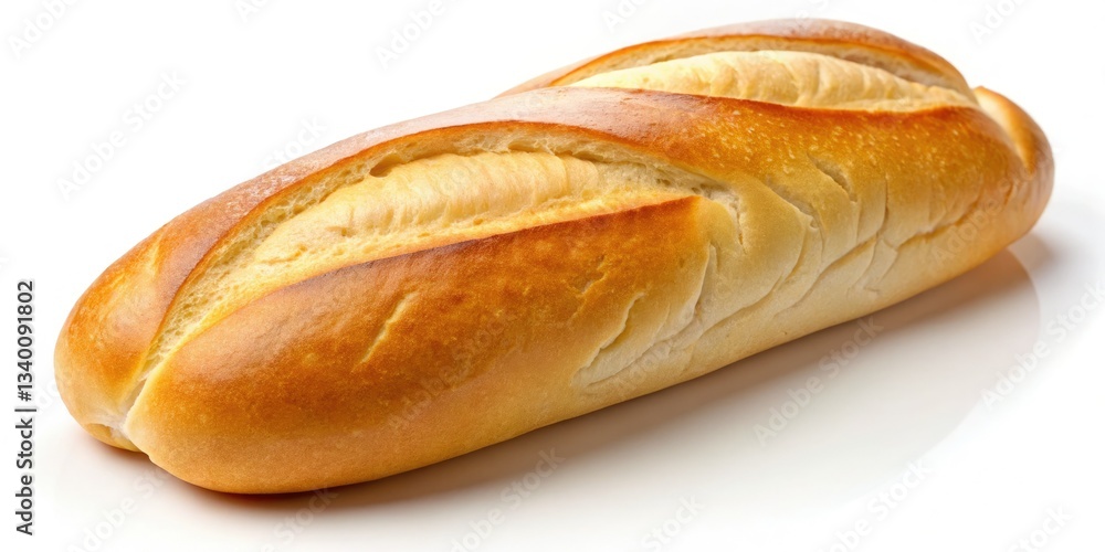 Long White Bread Roll, Bakery Product Photography, Isolated White Background, Food Image, High-Resolution Long White Bread Roll, Bakery Product Photography, Isolated White Background, Food Image, High-Resolution