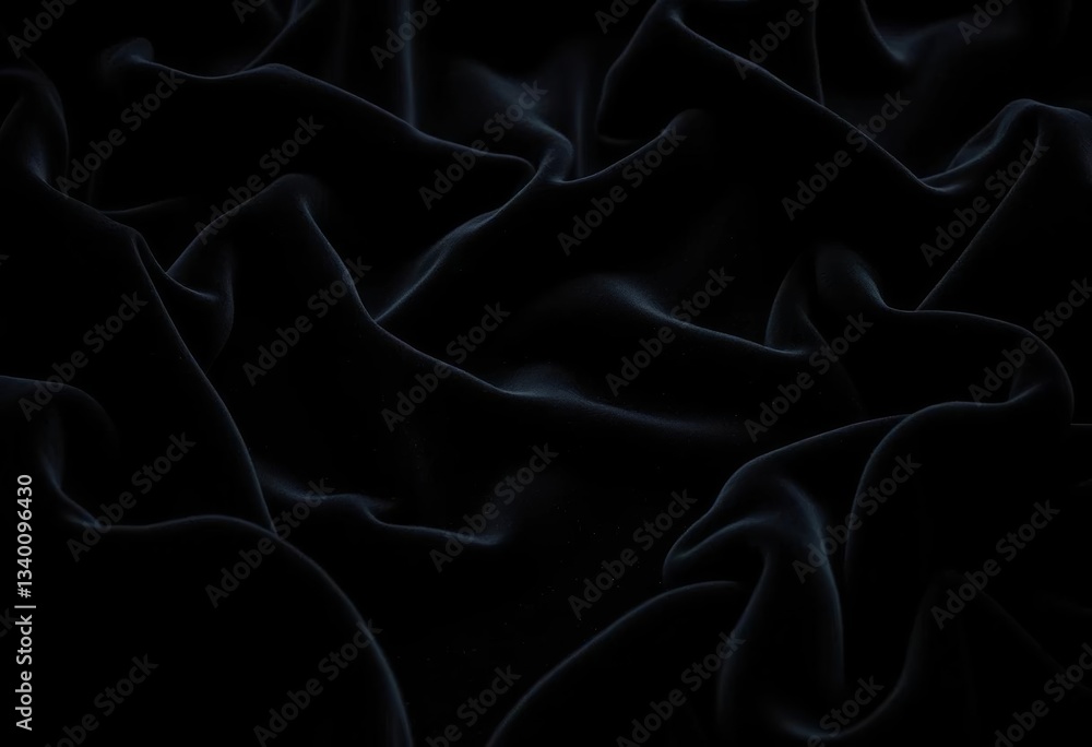 Obraz premium Luxurious black velvet, deep shadows, rich texture, velvety, dark