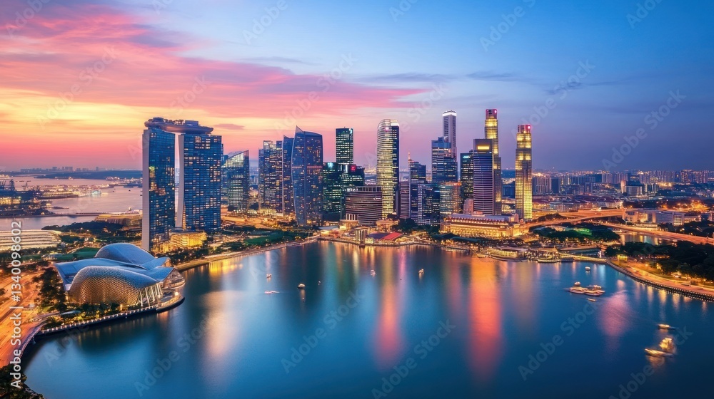 Fototapeta premium Singapore Skyline Sunrise Cityscape