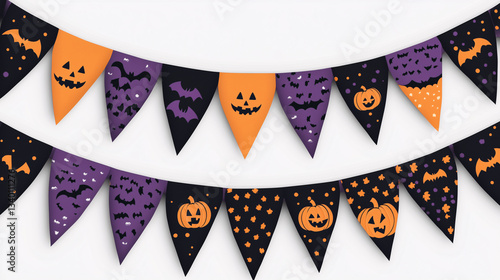 Halloween Party Bunting with Bats and Pumpkins – Spooky Festive Decoration