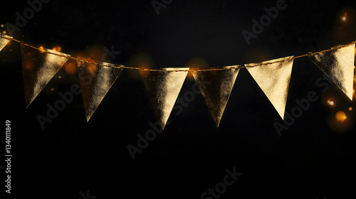 Christmas Party Bunting with Snowfall and Festive Lights – Holiday Celebration Background