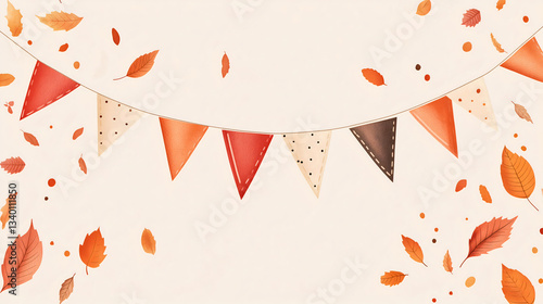 Autumn Party Banner with Falling Leaves – Festive Seasonal Decoration Illustration