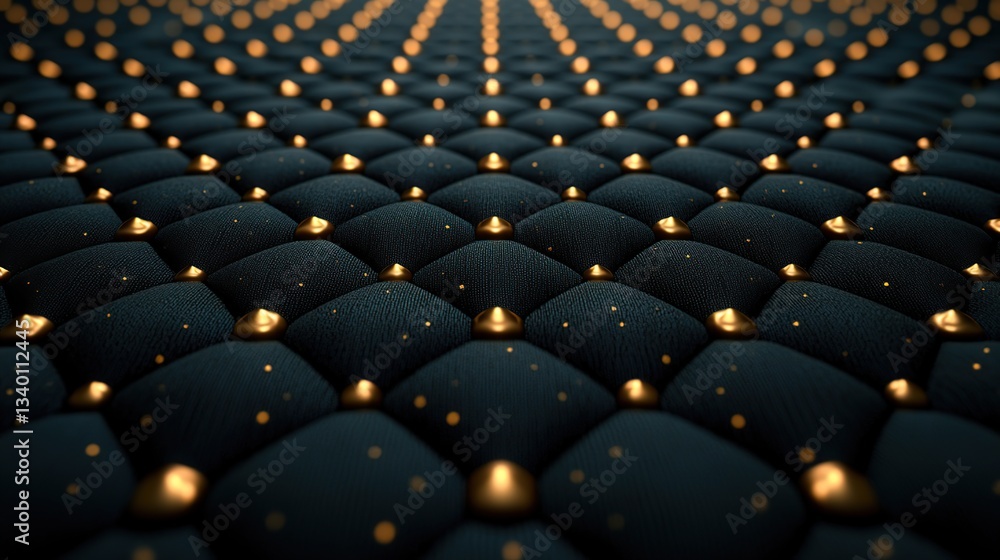 Obraz premium Dark navy blue quilted surface with golden accents