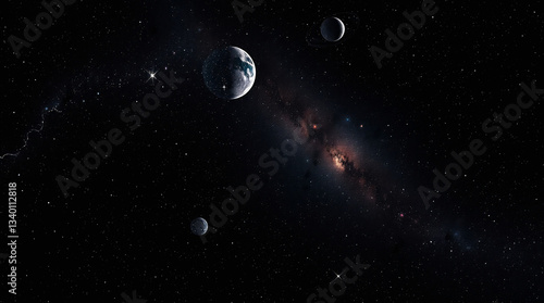Planet earth from the space at night . 3d render, silhouette, with white tone