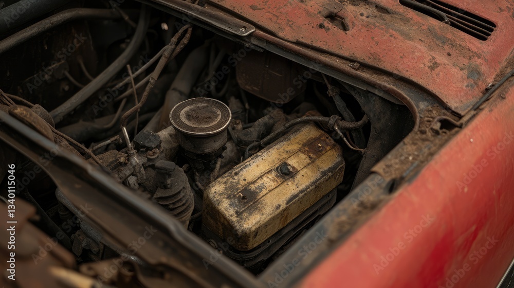 A worn-out engine mount causing misalignment of the engine components A worn-out engine mount causing misalignment of the engine components
