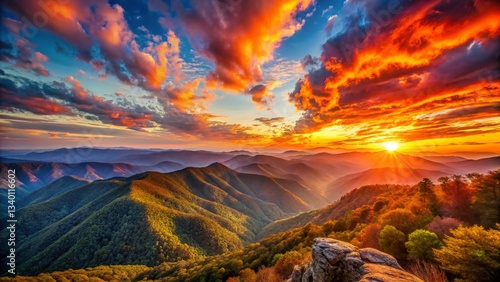 Fiery Sunset Over Blue Mountains - Stunning Landscape Photography