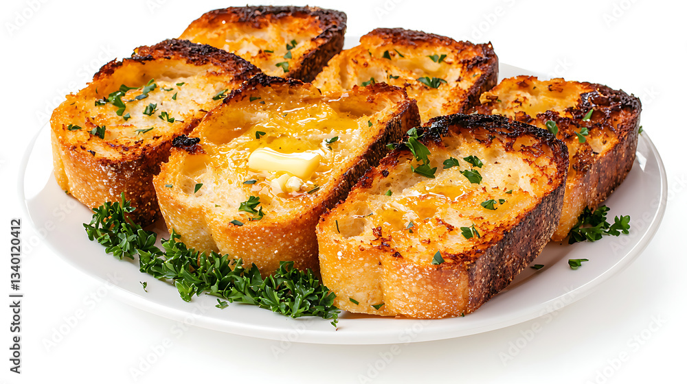 A plate of bread with butter and parsley on top. AI Generated A plate of bread with butter and parsley on top. AI Generated
