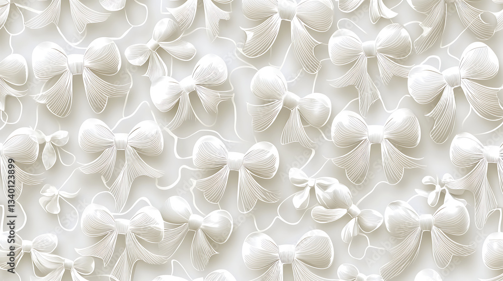 A white background with many bows of different sizes and shapes. AI Generated A white background with many bows of different sizes and shapes. AI Generated