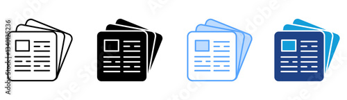 Newspaper Icon Set Multiple Style Collection