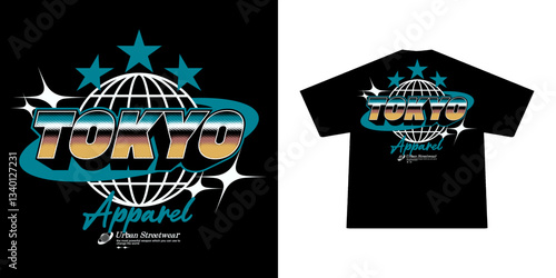 Y2K Futuristic illustration of tokyo japan vector t shirt design, vector graphic, typographic poster or tshirts street wear and Urban style