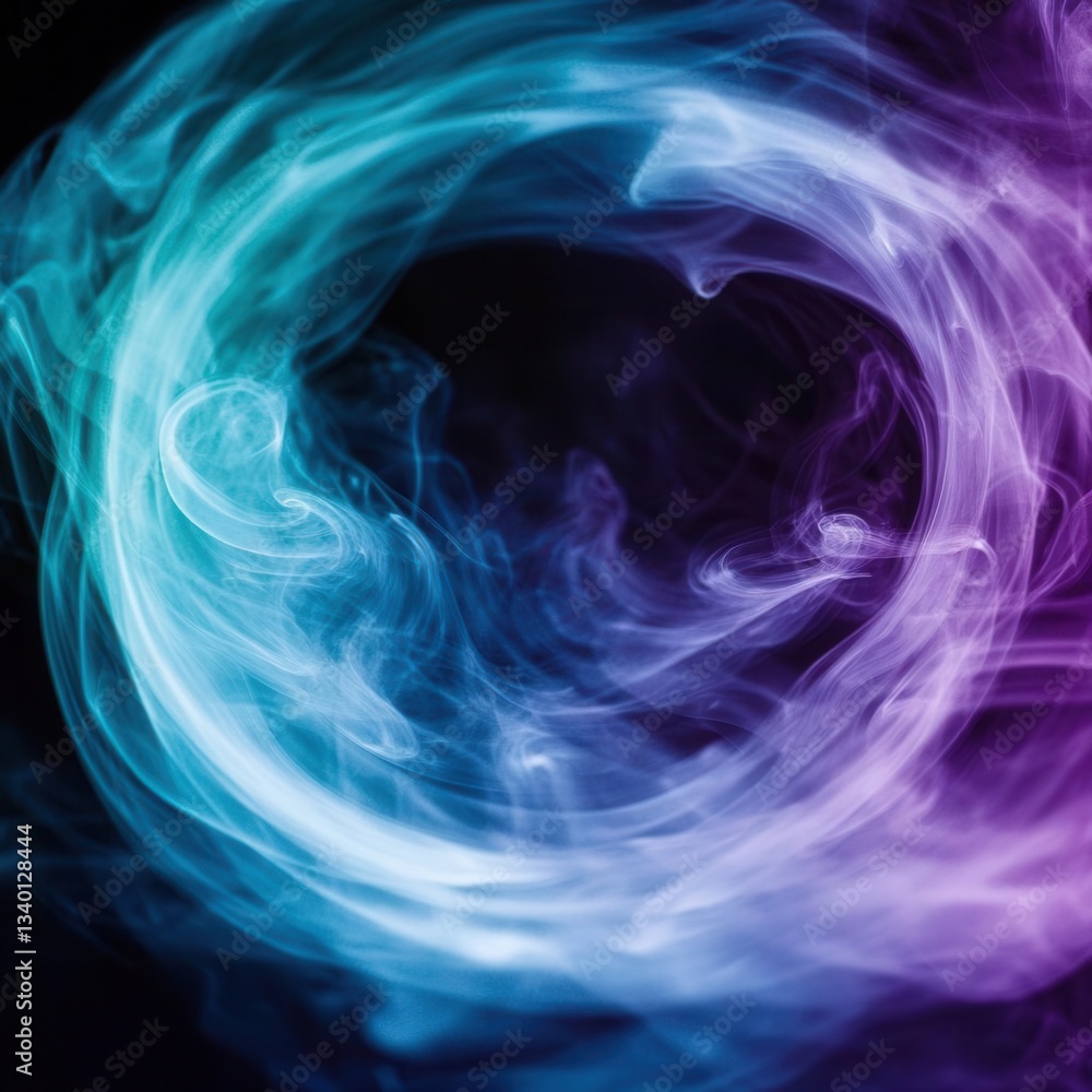 Mystical Smoke Art Abstract Circular Frame with Deep Purple and Teal Ethereal Swirls Creating Mesmerizing Patterns in Dark Space Mystical Smoke Art Abstract Circular Frame with Deep Purple and Teal Ethereal Swirls Creating Mesmerizing Patterns in Dark Space
