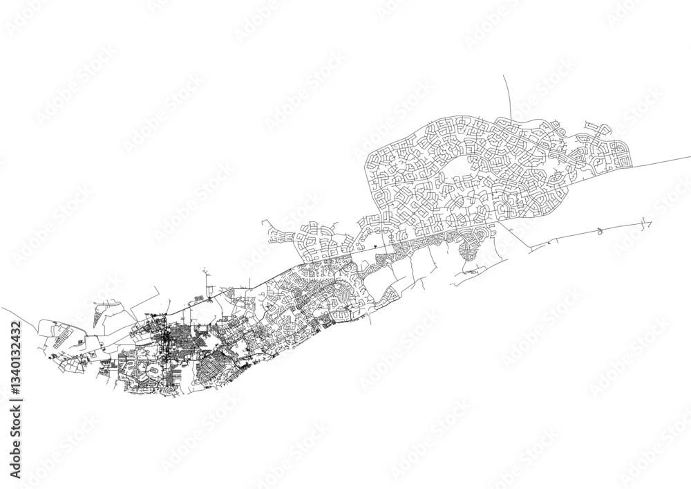 Ταπετσαρία Vector map highway in freeport city,Bahamas with black and white color